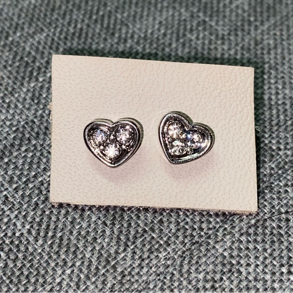 Heart Sterling Silver Cubic Zirconia Crystal Stud Earrings